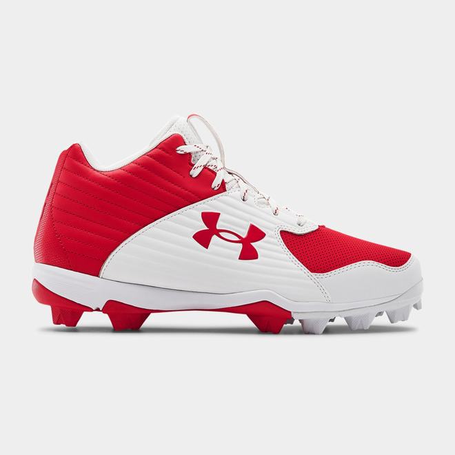 Under Armour Leadoff Mid RM - Panske Baseballová Obuv - Červené/Biele